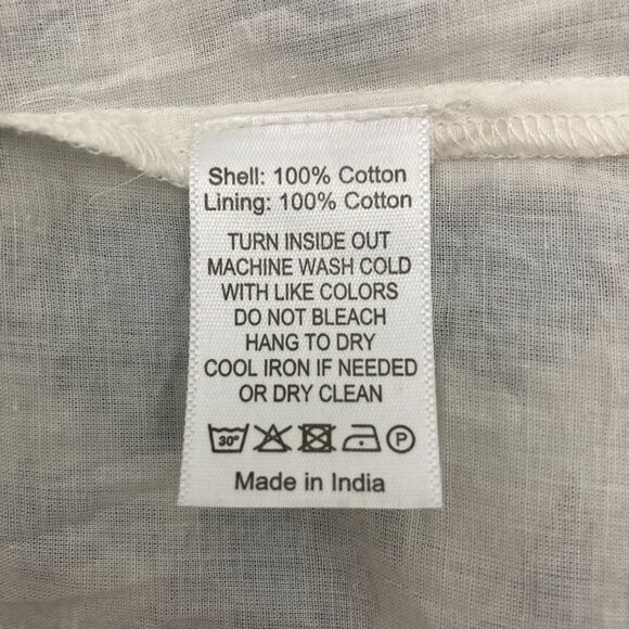 Saule Parc Milly Dress Size XS Blue Block Print Cotton Flutter Sleeves Eyelet - Picture 11 of 11